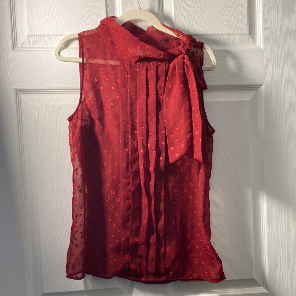 Banana Republic Red Tie Front Pleated Blouse